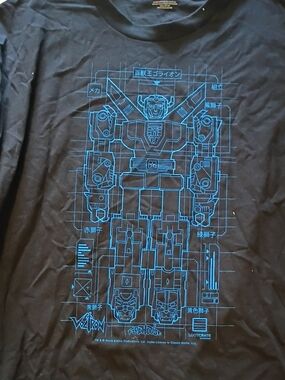 Black Voltron Graphic T-Shirt - Voltron Blueprint Design